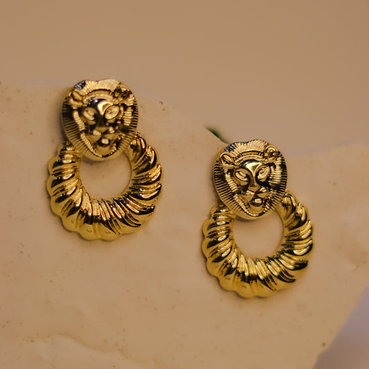 LION MOUTH GOLD EARRINGS