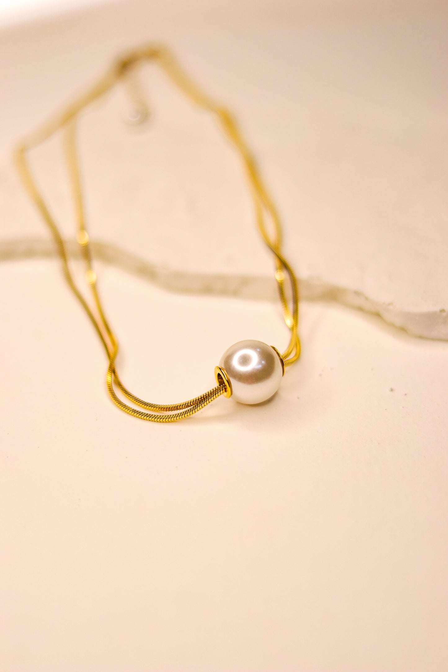 PEARL GOLD CHAIN CHOKER NECKLACE