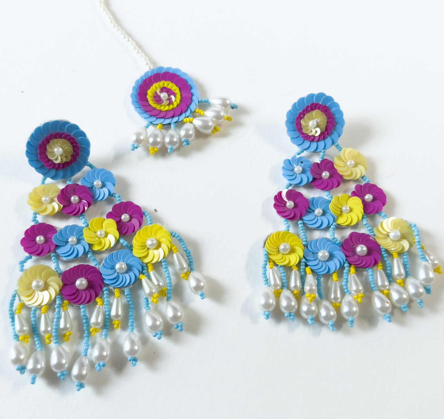 Vibrant Handmade Beaded Jewelry Set with Floral and Spiral Designs set